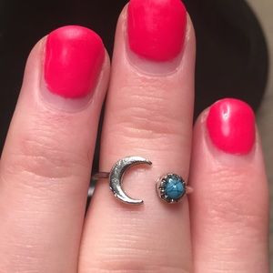 Moon and blue stone little ring 💍🌙